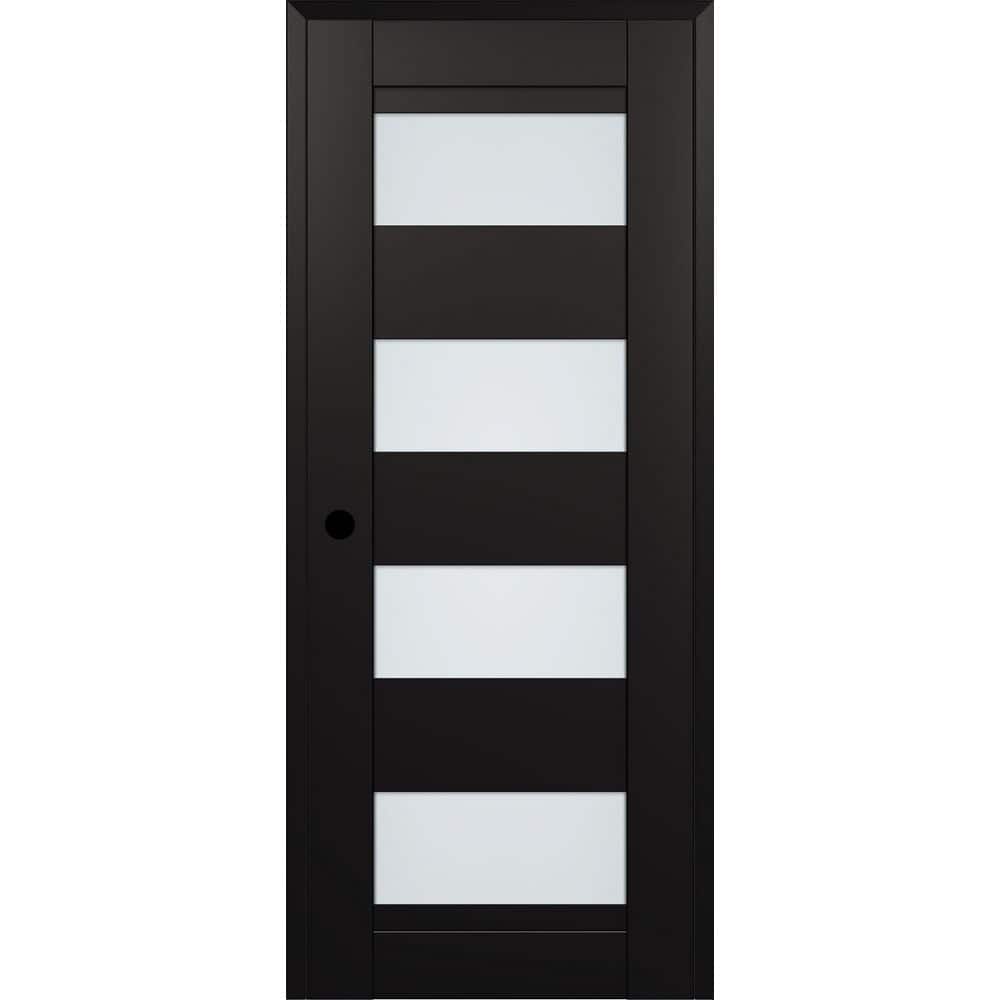Della N DIY-Friendly 28 in. x 80 in. Right-Hand 4-Lite Frosted Glass Black Matte Composite Single Prehung Interior Door price history on PriceWatchPro