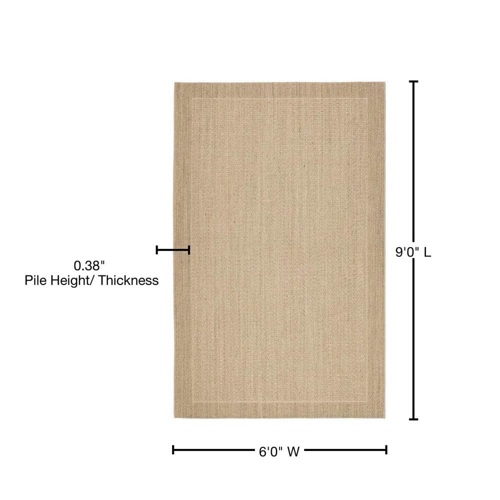 Desert Sand Geometric Sisal 6' x 9' Non-Slip Area Rug