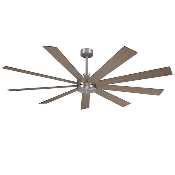 MLiAN 65 in. (5.4 ft. ) Indoor Ceiling Fan Without Light, 8-Plywood Blades, Nickel and Wood Grain