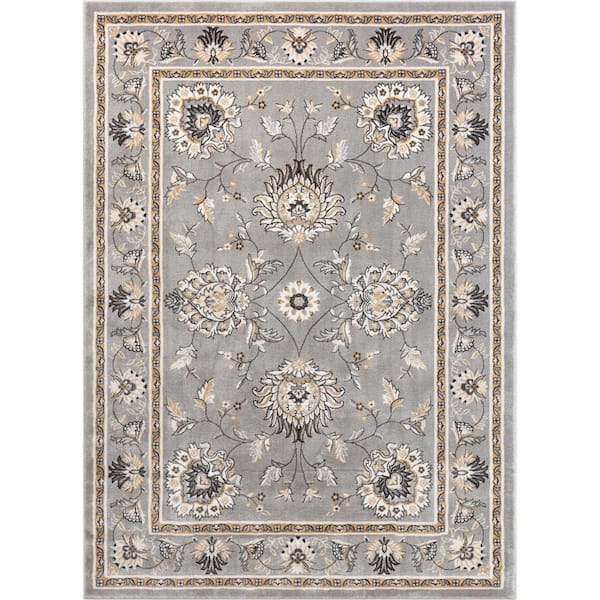 Well Woven Timeless Abbasi Gray 9 ft. x 13 ft. Traditional Area Rug