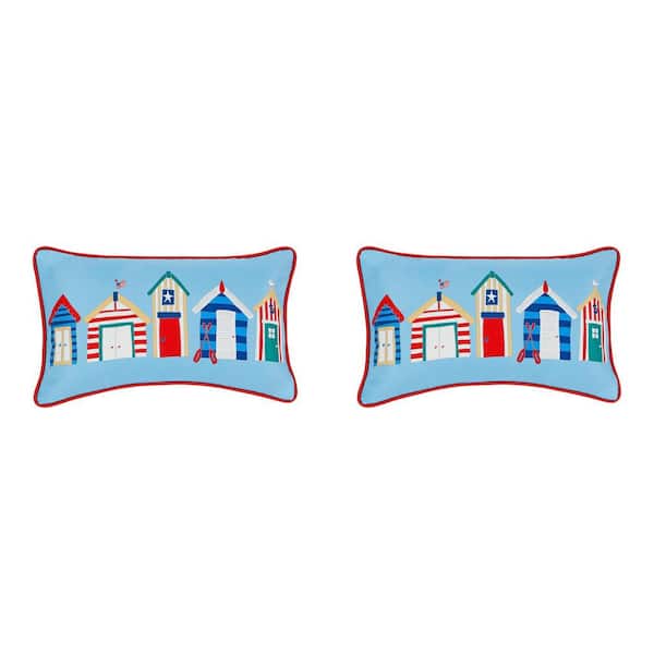Coastal Huts Lumbar Outdoor Throw Pillow (Set of 2)