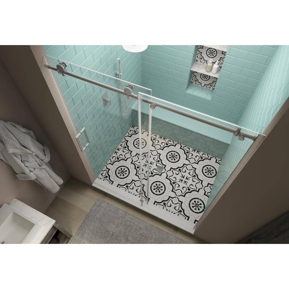 Coraline XL 56" x 80" Frameless Sliding Shower Door in Stainless Steel