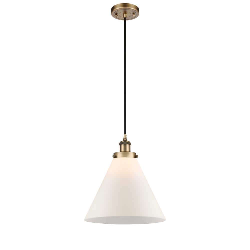 Cone 100-Watt 1 Light Brushed Brass Shaded Mini Pendant Light with Frosted Glass Shade price history on PriceWatchPro