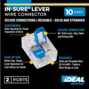 In-Sure Lever Wire Connector, Model L32 2-Port, 100/Box