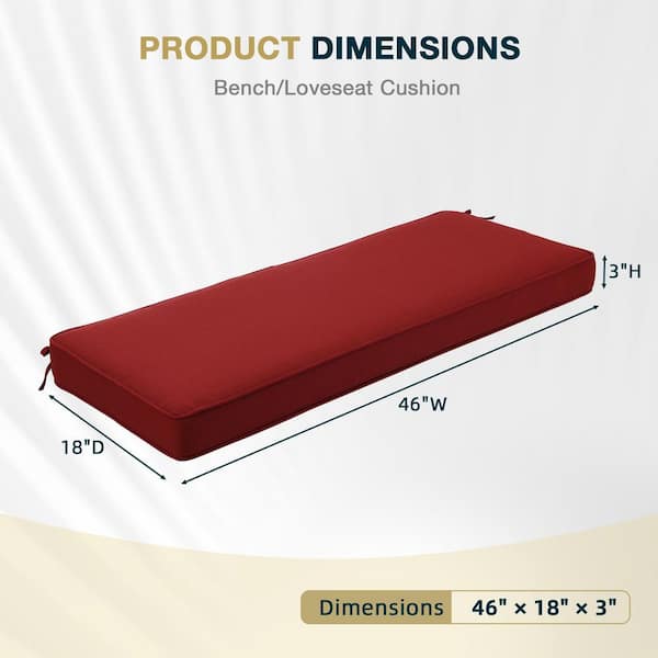 Aoodor 46.5 in. x 17.7 in. x 3 in. Outdoor Bench Cushion Seat Pads