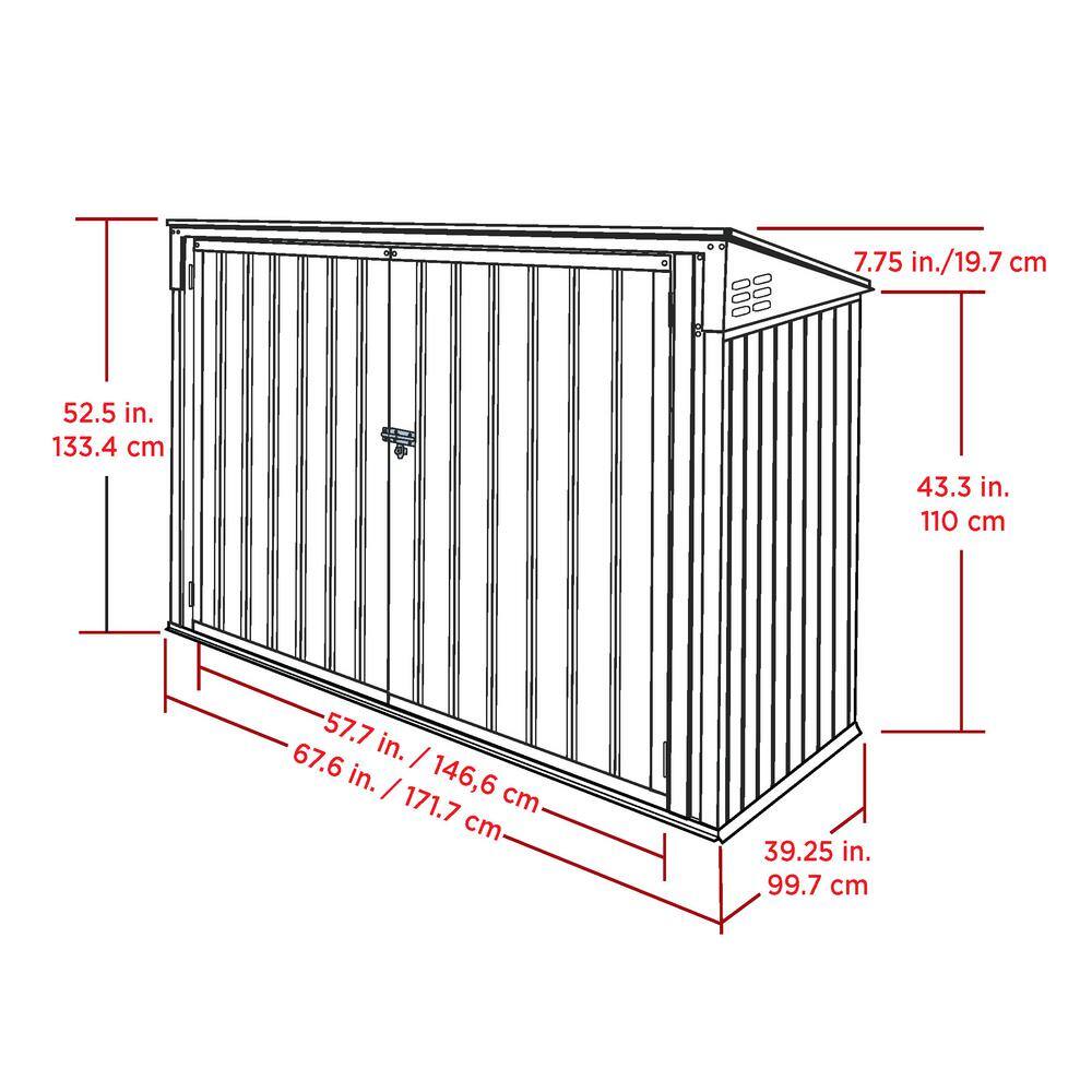 Arrow 6' x 3' Gray Galvanized Steel Horizontal Shed