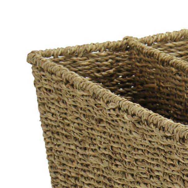 Natural Seagrass Freestanding Double Magazine Rack