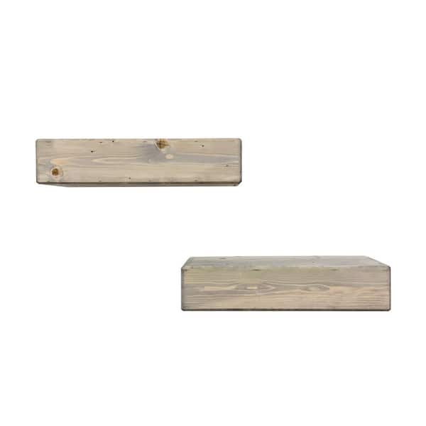 Unbranded Del Hutson Artisan Haute 6 in. x 16 in. x 4 in. Gray Pine Wood Floating Box Set of 2 Decorative Wall Shelf Set