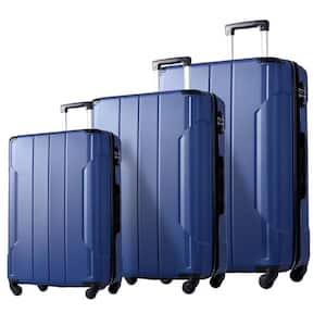 Modern 3-Piece Blue Hardshell Spinner Luggage Set with TSA Approved Lock, Lightweight 20''24''28'' & Telescopic Handle