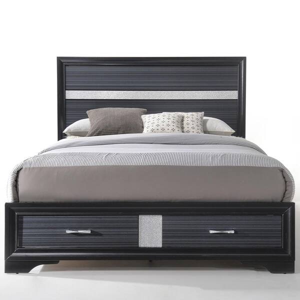 Acme Furniture Naima Black Finish Wood Frame King Platform