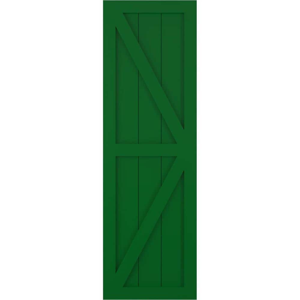 12 in. x 51 in. PVC Two Equal Panel Farmhouse Fixed Mount Board and Batten Shutters with Z-Bar Pair in Viridian Green price history on PriceWatchPro
