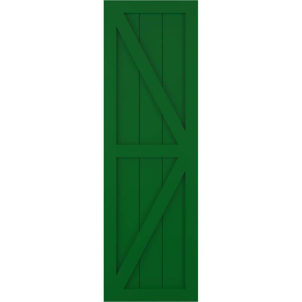12 in. x 57 in. PVC 2 Equal Panel Farmhouse Fixed Mount Z-Bar Board and Batten Shutters Pair in Viridian Green price history on PriceWatchPro