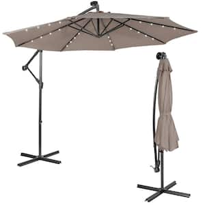 10 ft. Steel Cantilever Solar Patio Umbrella with Tilting System in Coffee