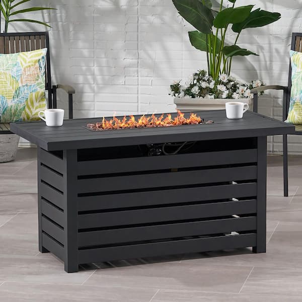 47 in. Black Rectangular Propane Outdoor Fire Pit