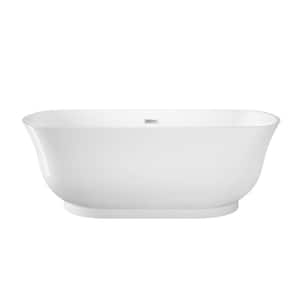 Celeste 67 in. Acrylic Flatbottom Non-Whirlpool Bathtub in White with Integral Drain in Brushed Nickel