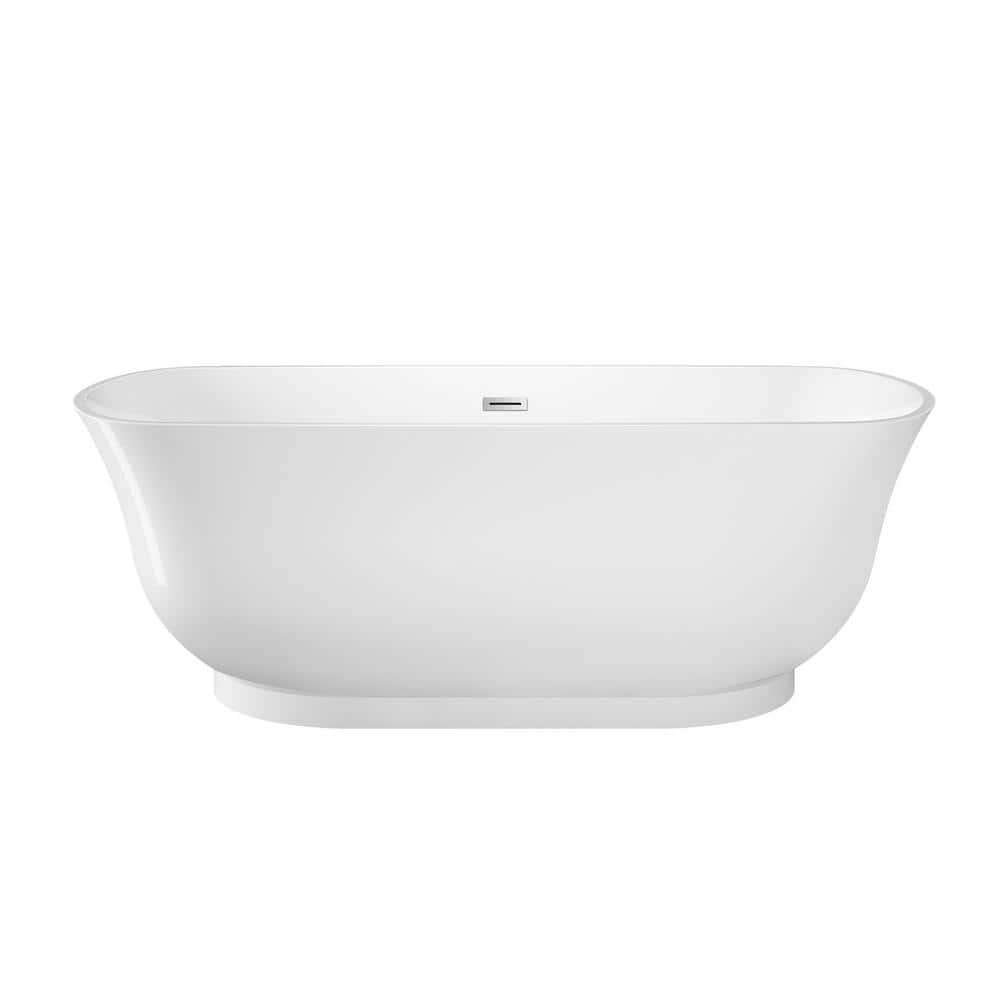 Celeste 67 in. Acrylic Flatbottom Non-Whirlpool Bathtub in White with Integral Drain in Polished Chrome price history on PriceWatchPro