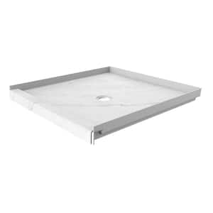 36 in. L x 36 in. W Single Threshold Alcove Shower Pan Base with Center Drain in Oyster