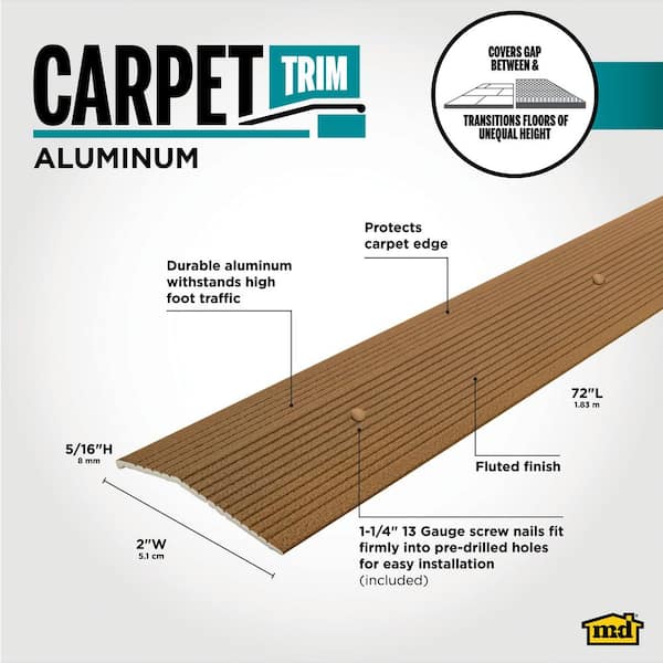 2"X 72" ANTIQUE BRASS ALUMINUM CARPET TRIM W/SCREW NAILS