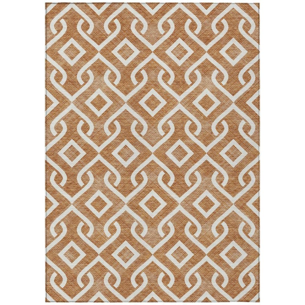 Orange, Ivory 10 ft. x 14 ft. Woven Geometric Polyester Rectangle Indoor/Outdoor Area Rug price history on PriceWatchPro