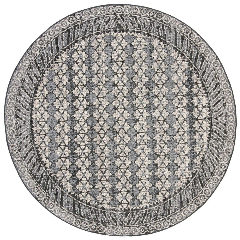 Marrakesh 7 ft. x 7 ft. Navy/Gray Oriental Diamond Striped Round Area Rug price history on PriceWatchPro