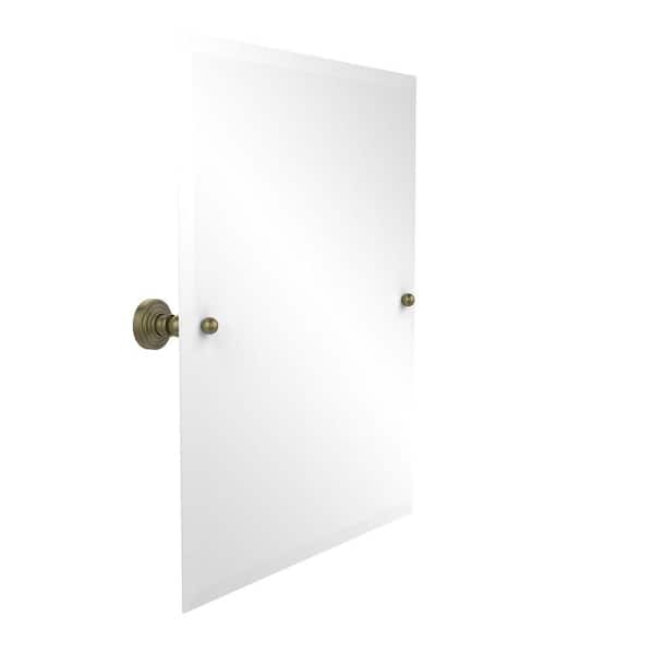 Allied Brass Waverly Place Collection 21 in. x 26 in. Frameless Rectangular Single Tilt Mirror with Beveled Edge in Antique Brass