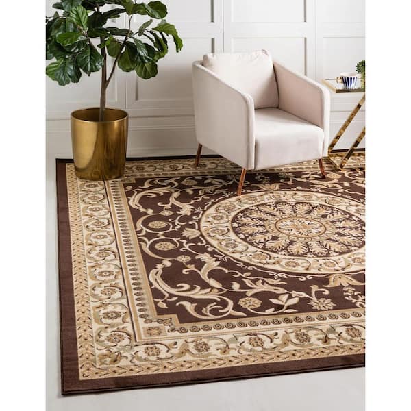 Versailles Napoleon Brown 8' 0 x 8' 0 Square Rug