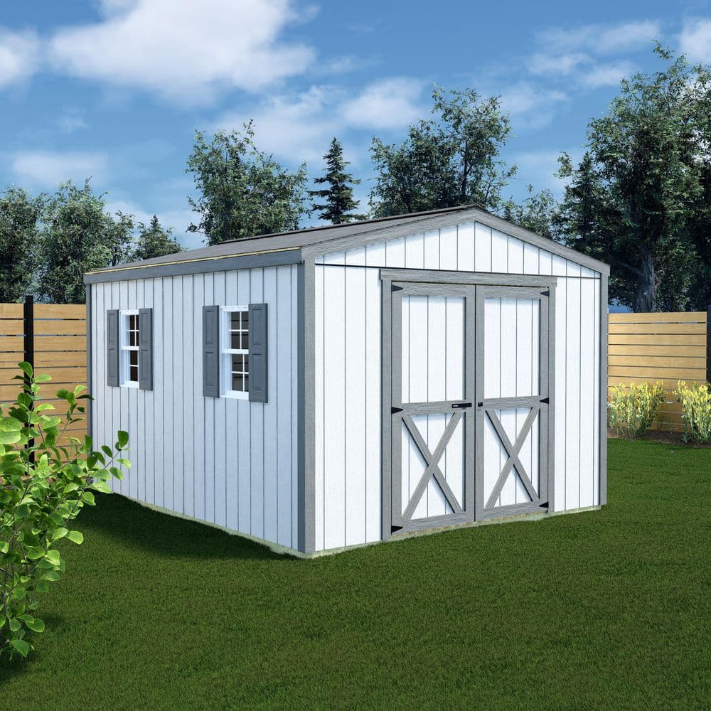 Elm 10' x 12' Gray Wood Storage Shed Kit with Windows