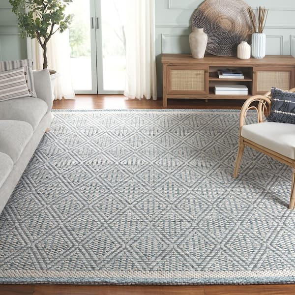 Marbella 8 ft. x 10 ft. Aqua/Ivory Geometric Area Rug