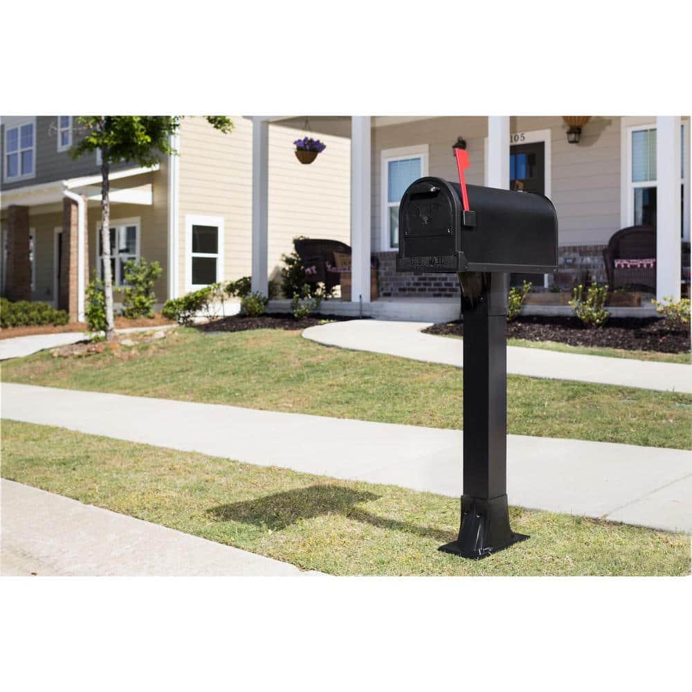 Large Black Powder Coated Steel Post Mount Mailbox