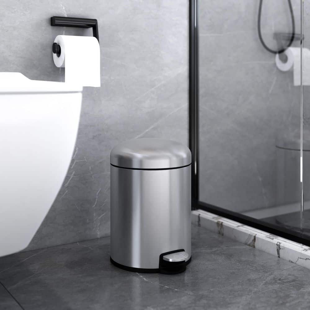 1.3 Gallon Brushed Stainless Steel Step Trash Can