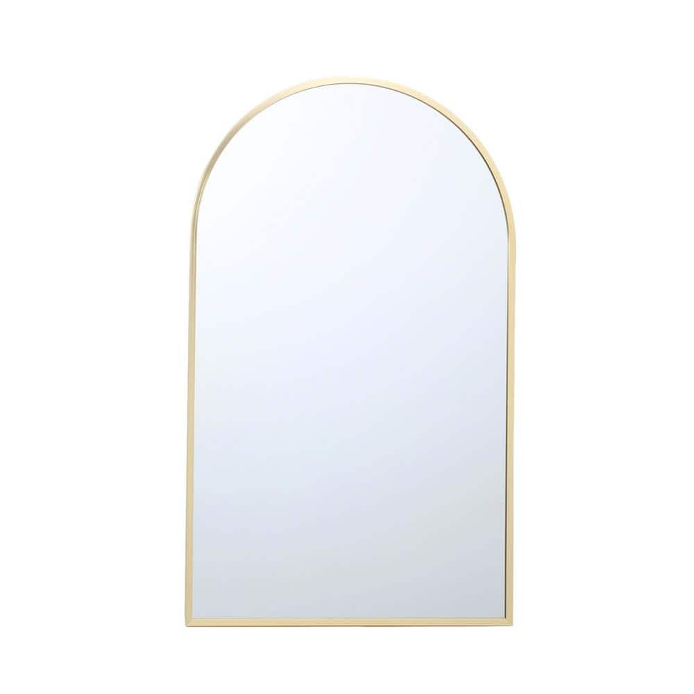 18 in. x 30 in. Modern Home, Gold Arched Metal Mirror JF1153A-GLD1830 ...