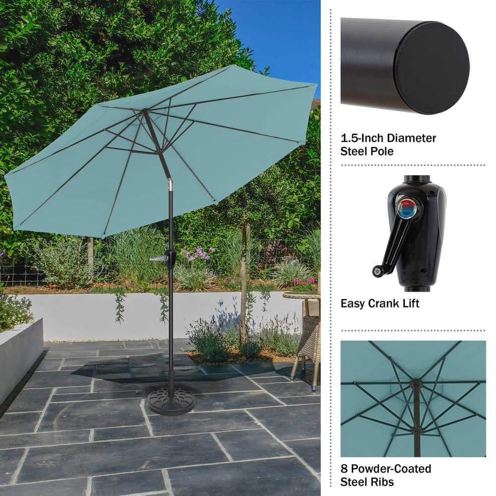 Dusty Green 10FT Steel Outdoor Patio Umbrella with Crank