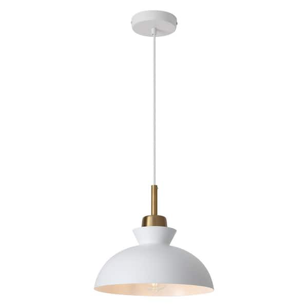 ZJVAIVE 1-Light Metal Hanging Ceiling Pendant Light Chandelier Light Fixture with White Shade for Kitchen Island