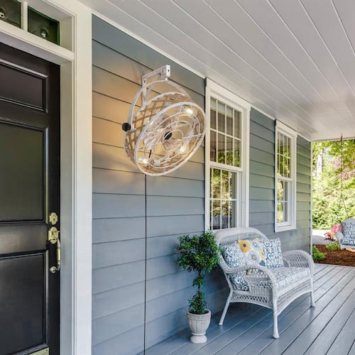 20 in. Indoor White Farmhouse Ceiling Fan Light Wall Mounted Ceiling Fan with Light and Remote Fans