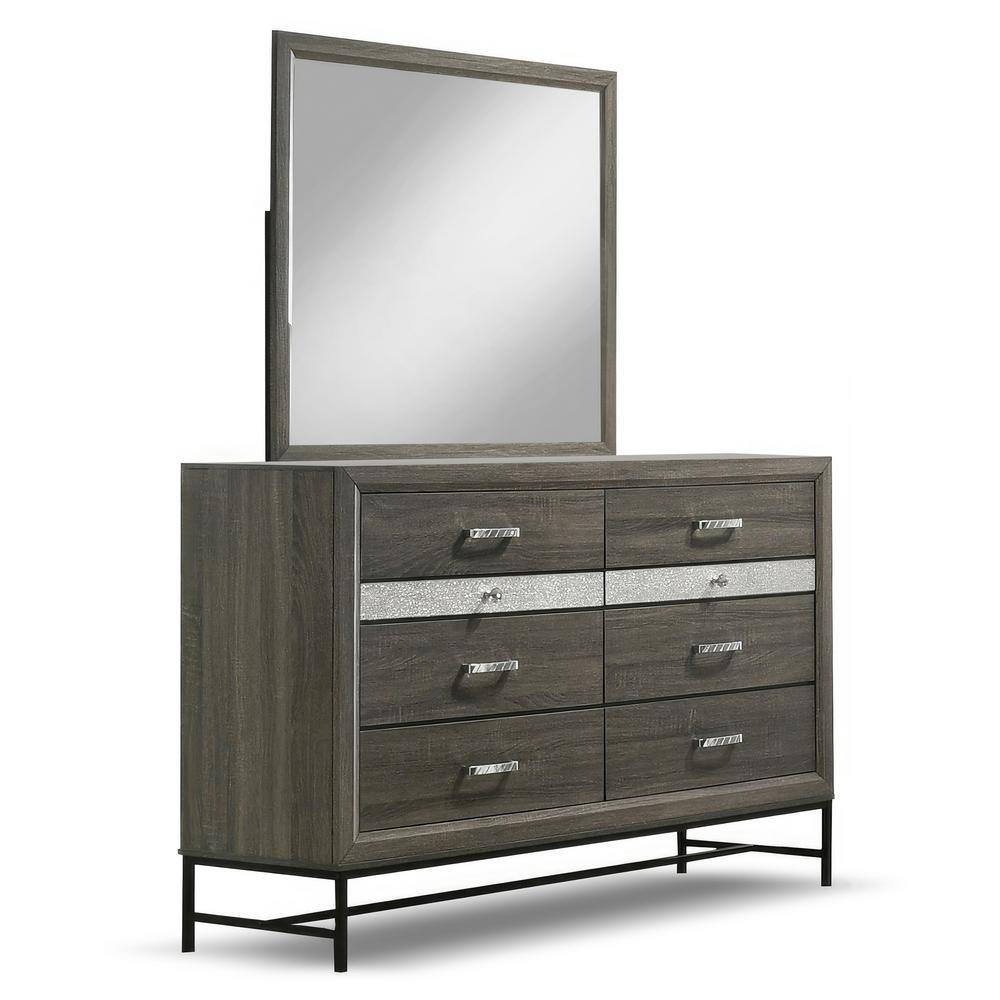 Furniture of America Vurenn Gray 8-Drawer 58 in. Dresser with Mirror