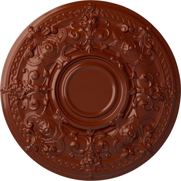 Ekena Millwork 28-1/8 in. x 1-3/4 in. Oslo Urethane Ceiling Medallion (Fits Canopies up to 10-1/2 in.), Firebrick