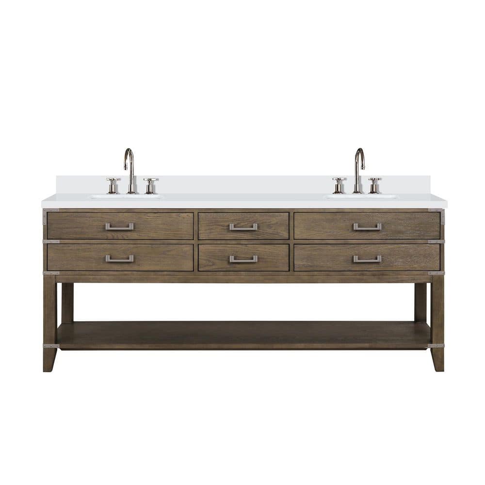 Irvington 80 in. W x 22 in. D Grey Oak Double Bath Vanity with Cultured Marble Top, and Faucet Set price history on PriceWatchPro