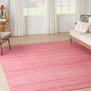 Interweave Rose 9 ft. x 12 ft. Solid Ombre Geometric Modern Area Rug