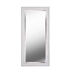 Oversized Rectangle Distressed White Wood Antiqued Beveled Glass Mirror (65 in. H x 31 in. W)