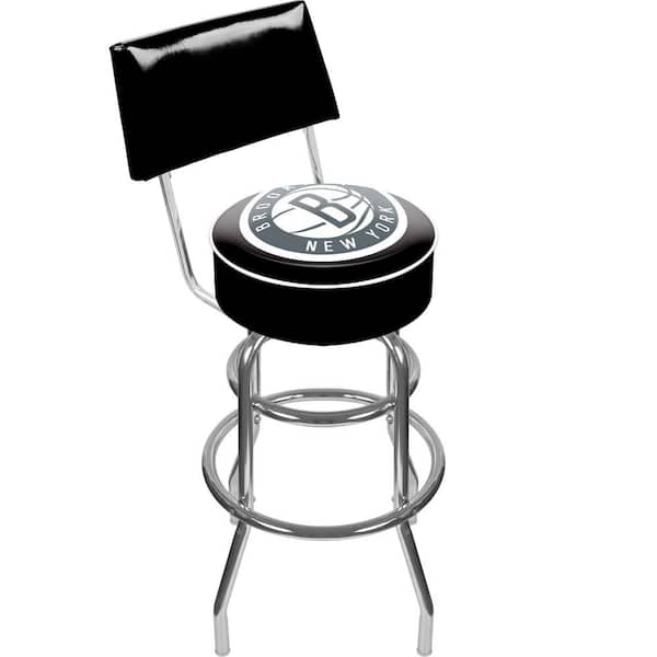 Trademark Brooklyn Nets NBA 30 in. Chrome Padded Swivel Bar Stool