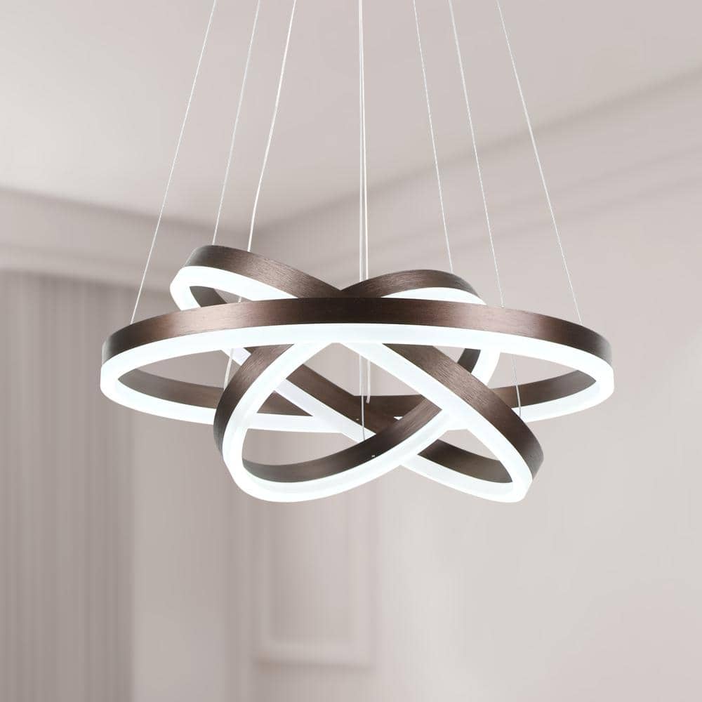 Maxax Brown 3-Light LED Modern Chandelier