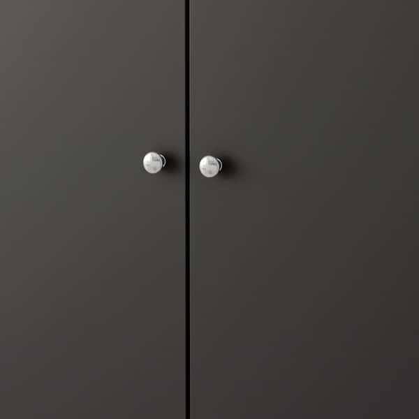 FUFU&GAGA 23.6 in. W x 70.9 in. H 24-Pair Black Wood 2-Door Shoe