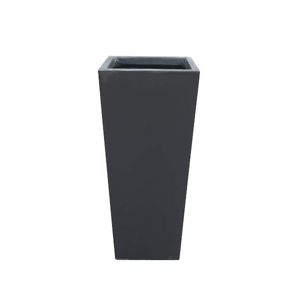 KANTE 24.4 in. Tall Charcoal Lightweight Concrete Rectangle Modern Tapered Outdoor Planter