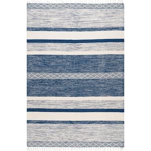 Striped Fringe Angela Blue 8 ft. x 10 ft. Area Rug