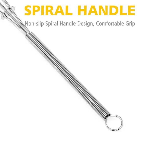 2-Pack Spring Egg Whisks With Gold Coil Handles - 10" & 12" Stainless Steel Balloon Whisks