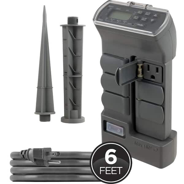 BLACK+DECKER Garden Stake 6 Grounded Outlets Tools Timer Waterproof Outlet  Timer