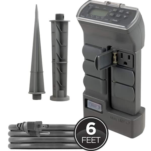 myTouchSmart 6 ft. Outdoor Stake Timer with 6-Grounded Rotatable Outlets
