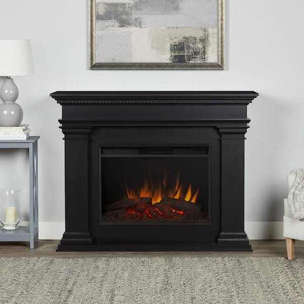 Real Flame Antero Grand 59 in. Freestanding Wooden Electric Fireplace in Black