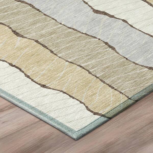 Chantille Machine Washable Indoor/Outdoor Abstract ACN3039 Ivory 8 ft. x 8 ft. Round Rug