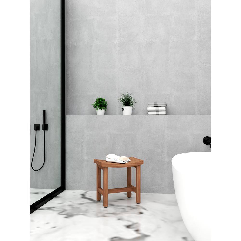 Sumba Freestanding Teak Shower Bench with Curved Seat